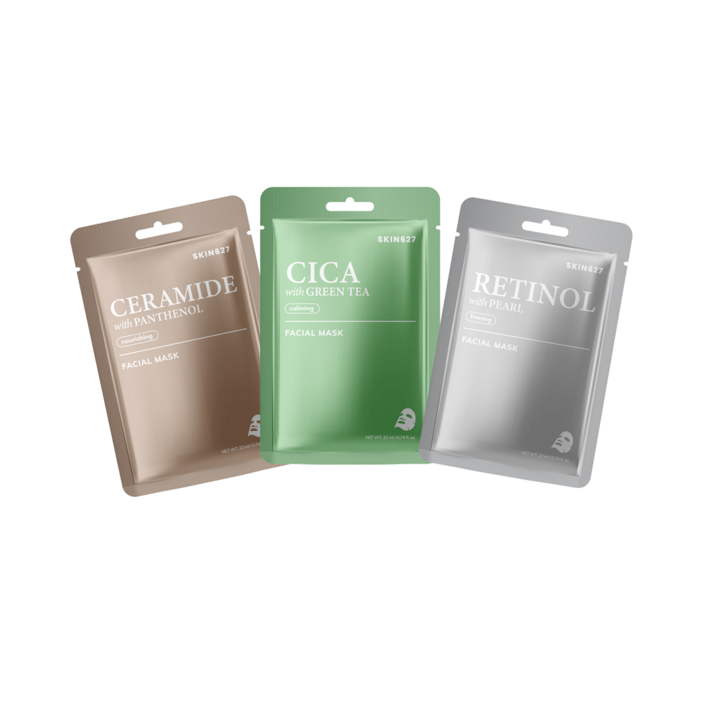 SKIN627 Set Maschere Viso Trio Comfort (Ceramide • Cica • Retinolo)