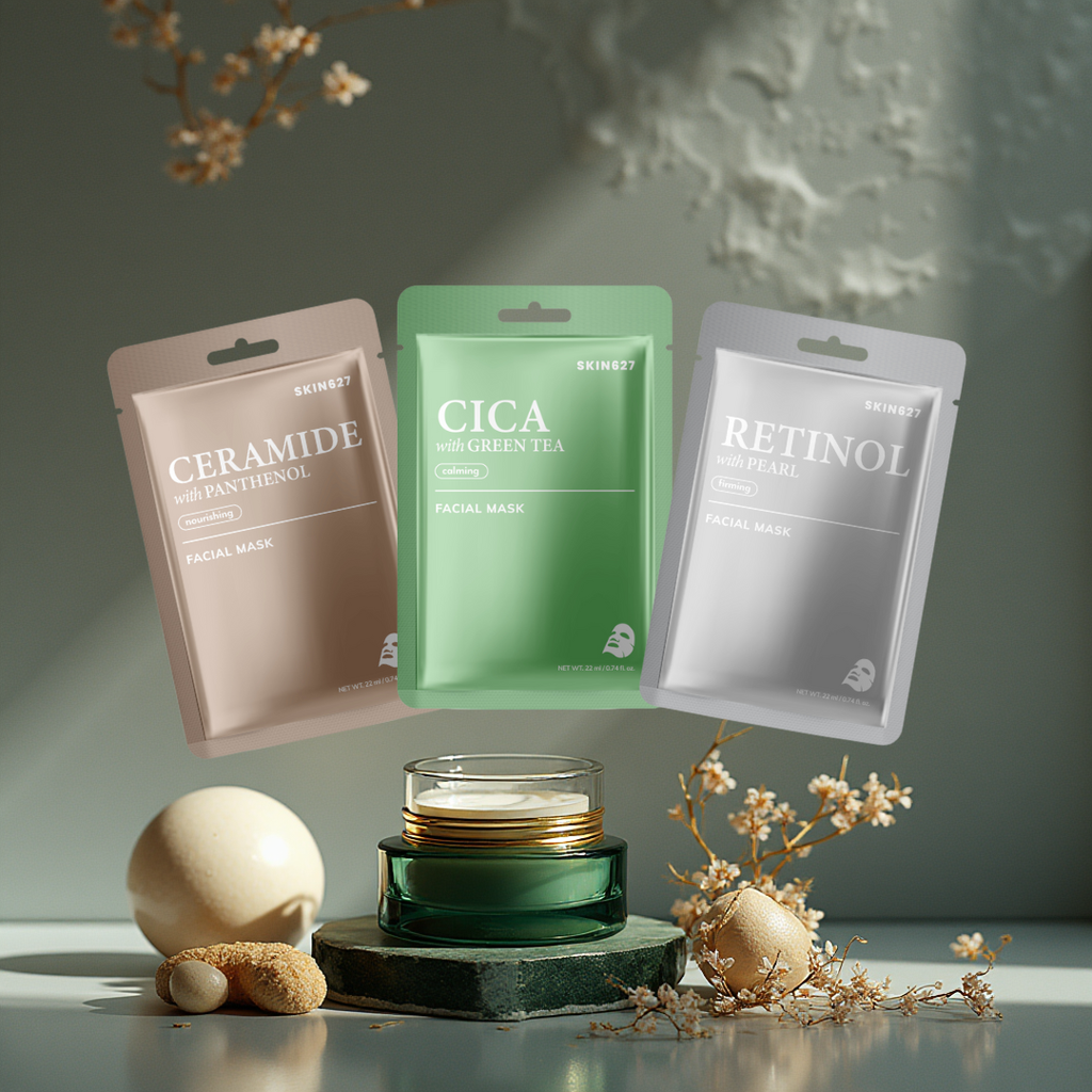 SKIN627 Set Maschere Viso Trio Comfort (Ceramide • Cica • Retinolo)